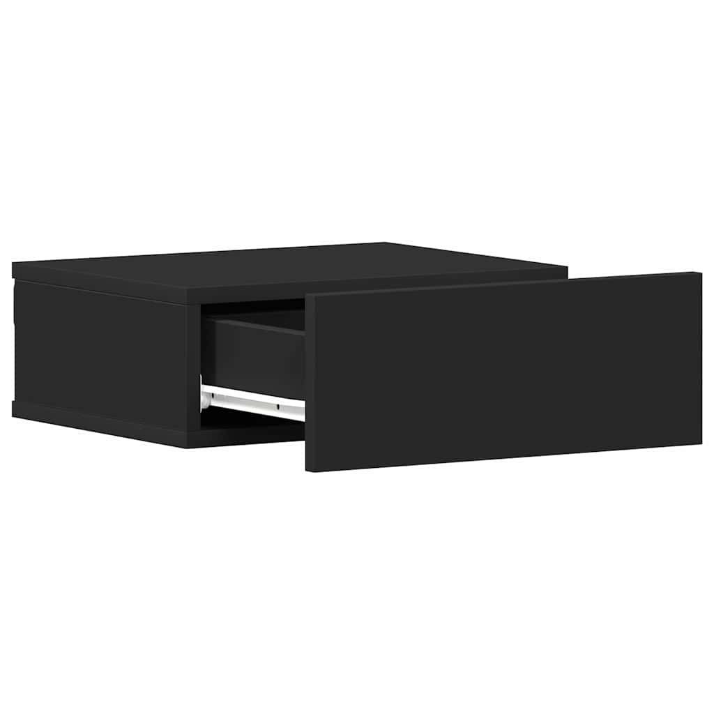 Floating bedside table 2 pcs black 40x30x15 cm engineered wood