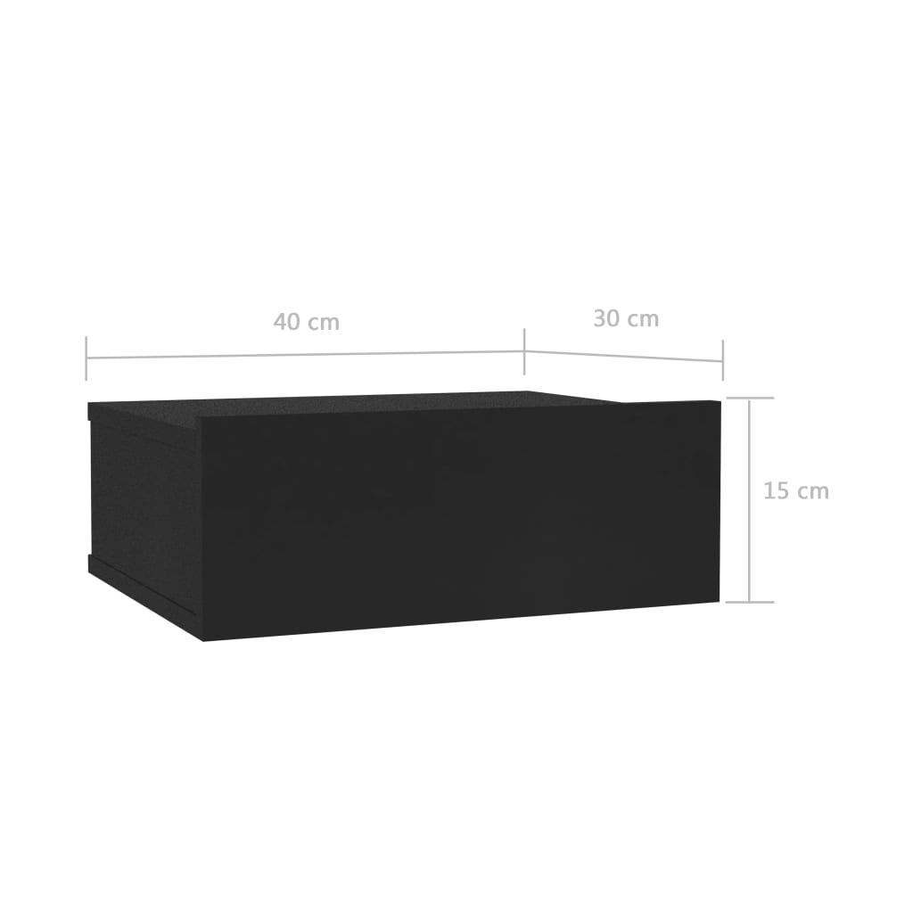 Floating bedside table 2 pcs black 40x30x15 cm engineered wood