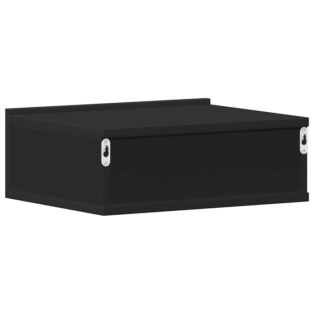 Floating bedside table 2 pcs black 40x30x15 cm engineered wood