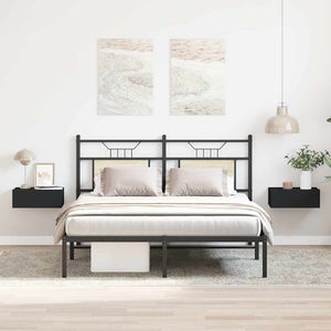 Floating bedside table 2 pcs black 40x30x15 cm engineered wood