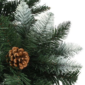 Artificial Christmas tree with pine cones and white glitter 210 cm