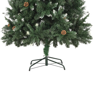 Artificial Christmas tree with pine cones and white glitter 210 cm