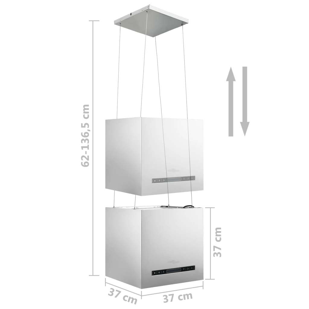 Free-hanging kitchen hood sensor LCD 37 cm stainless steel