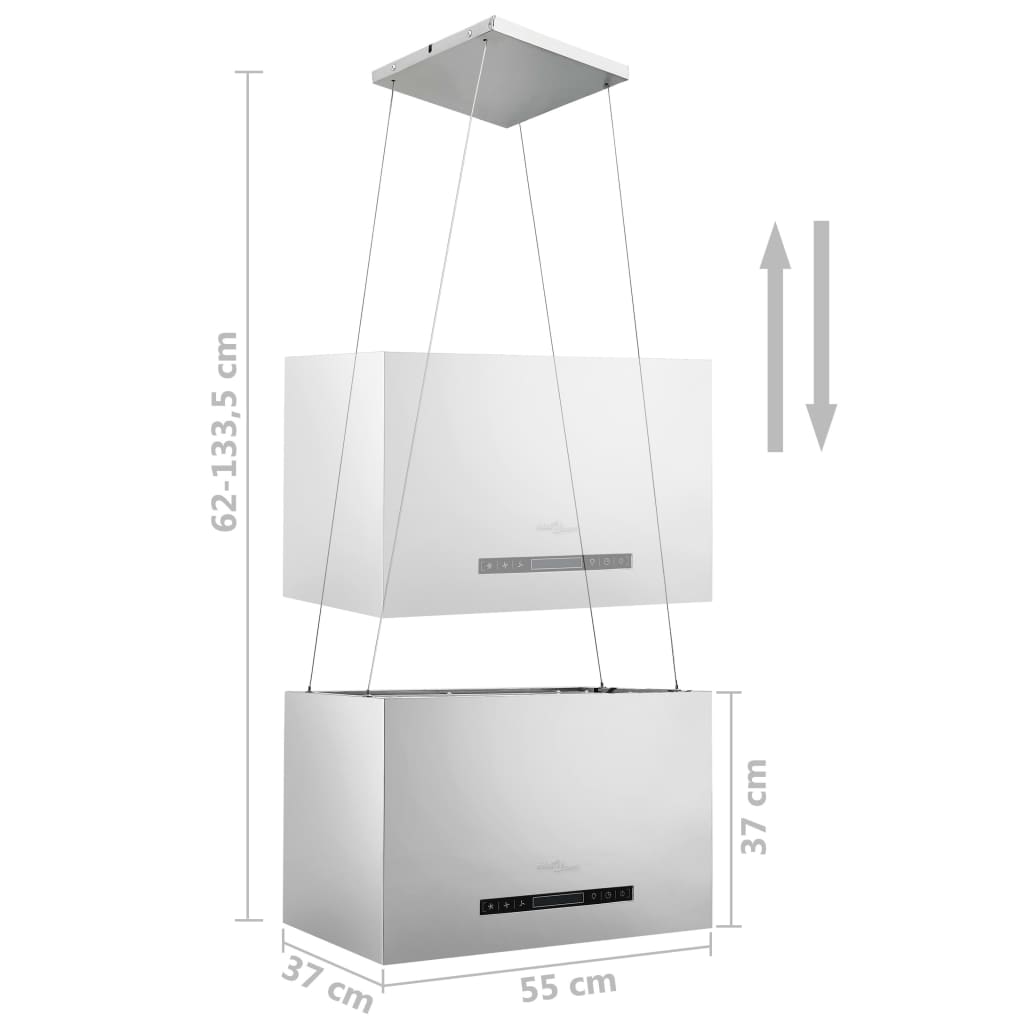 Free-hanging kitchen hood sensor LCD 55 cm stainless steel