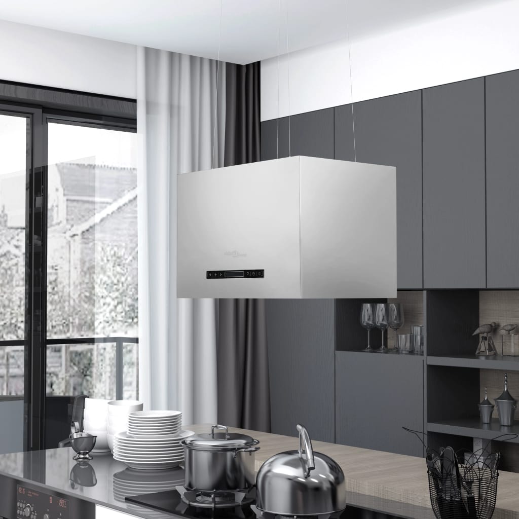 Free-hanging kitchen hood sensor LCD 55 cm stainless steel