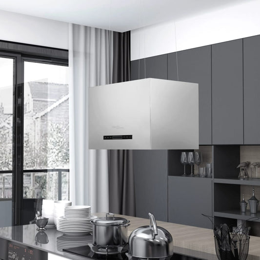 Free-hanging kitchen hood sensor LCD 55 cm stainless steel