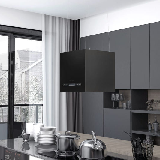 Free-hanging kitchen hood sensor LCD 37 cm powder-coated steel