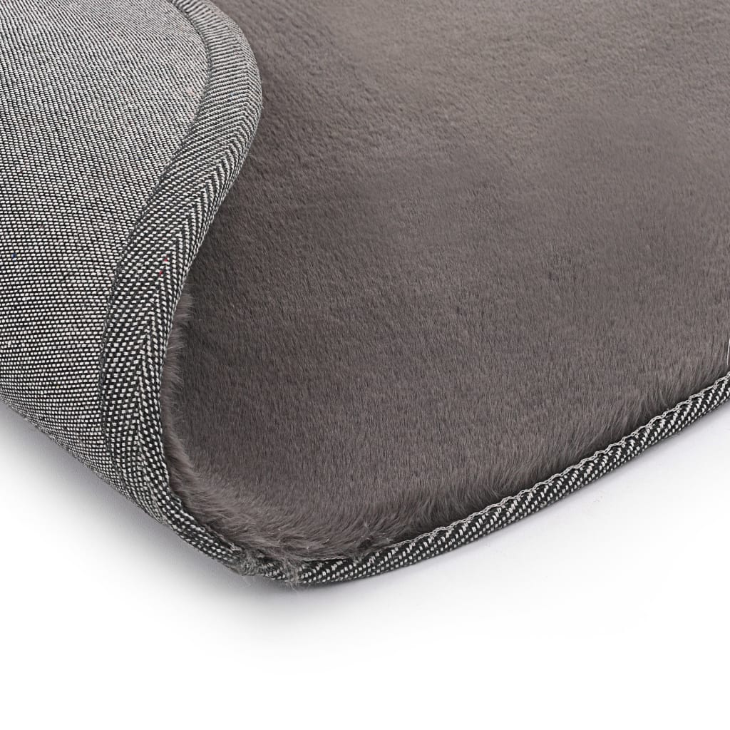 Rug 160 cm artificial rabbit fur dark grey