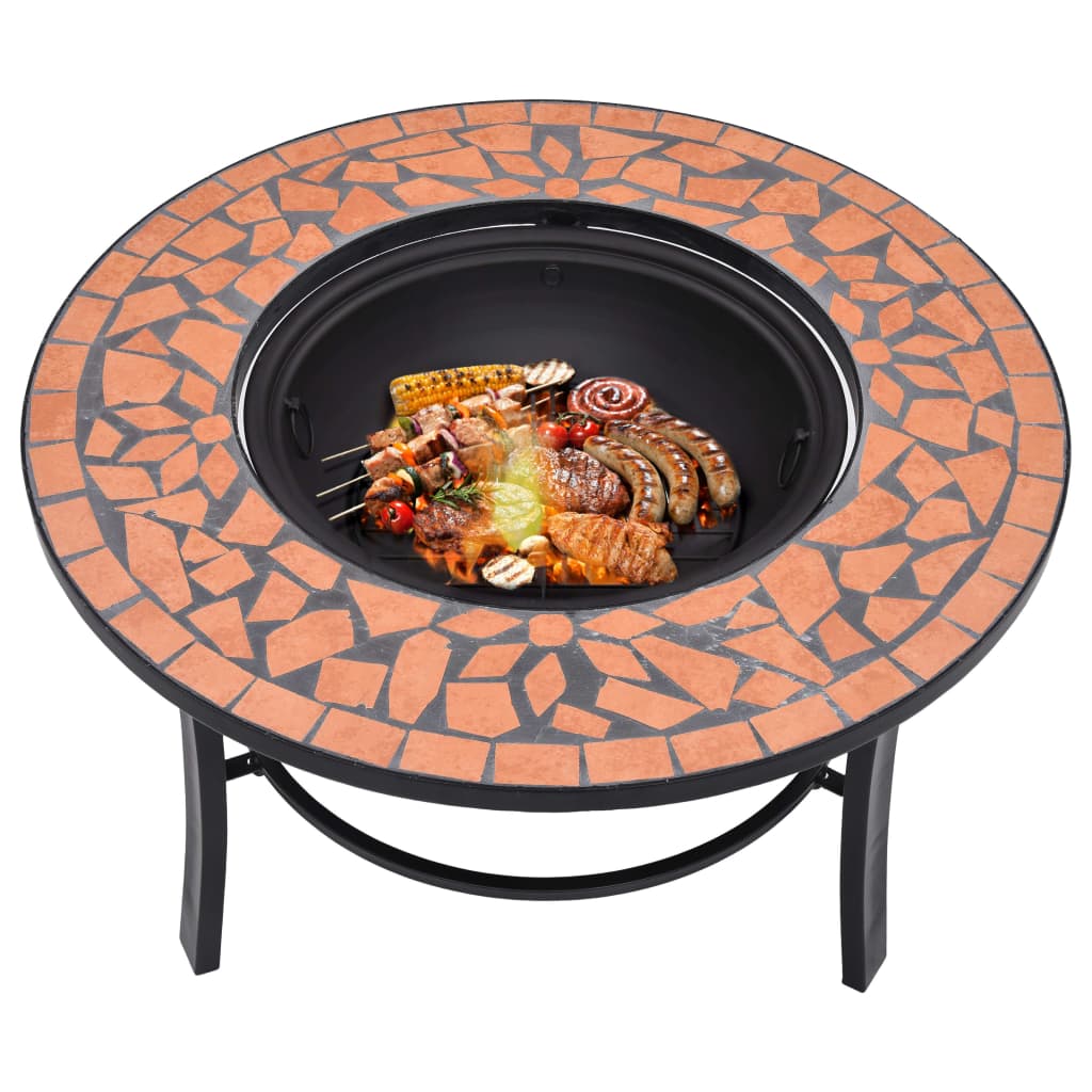 Fire bowl with mosaic pattern terracotta 68 cm ceramic