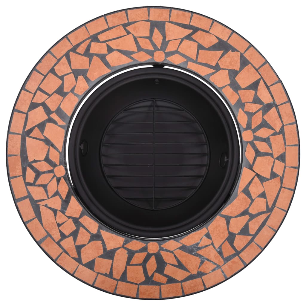 Fire bowl with mosaic pattern terracotta 68 cm ceramic