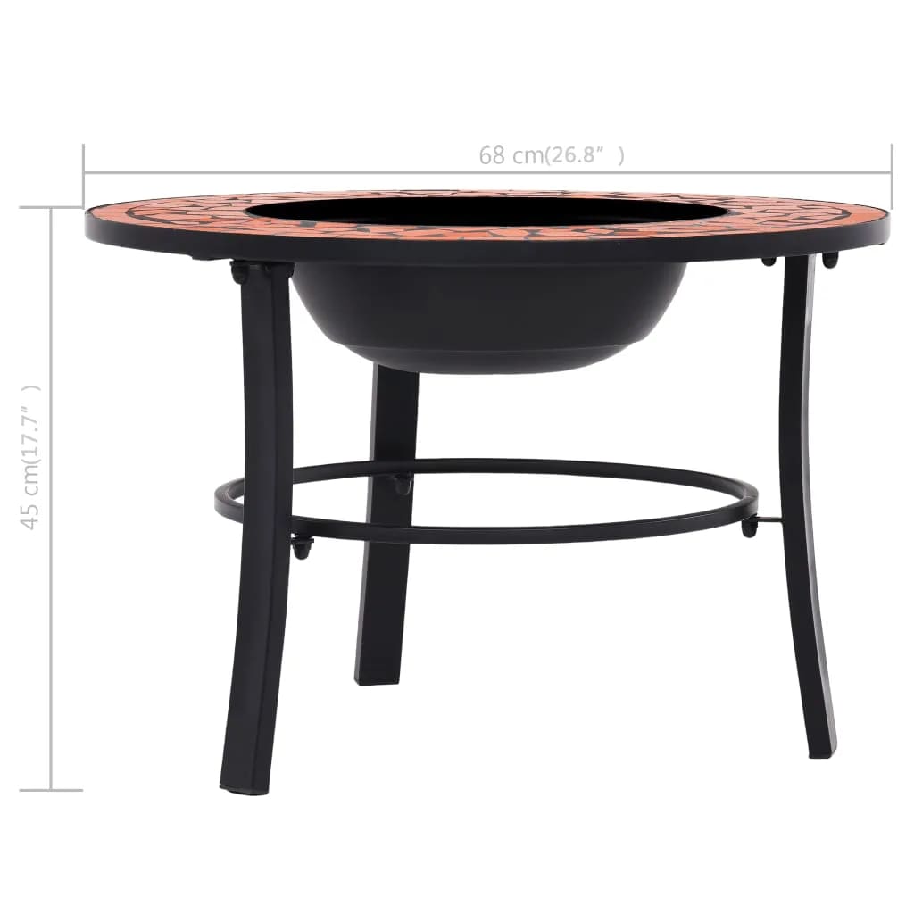 Fire bowl with mosaic pattern terracotta 68 cm ceramic
