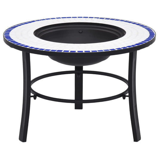Fire bowl with mosaic pattern blue and white 68 cm ceramic