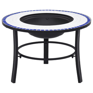 Fire bowl with mosaic pattern blue and white 68 cm ceramic