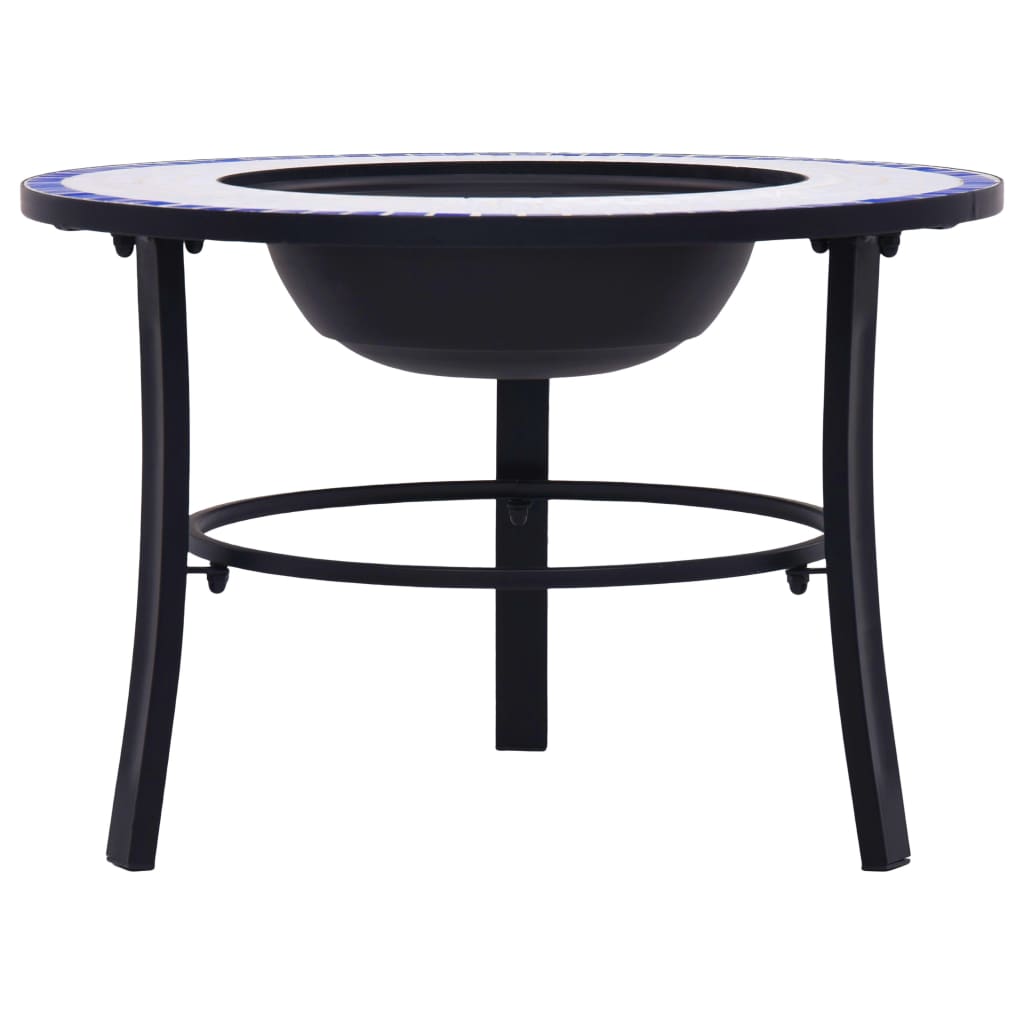 Fire bowl with mosaic pattern blue and white 68 cm ceramic
