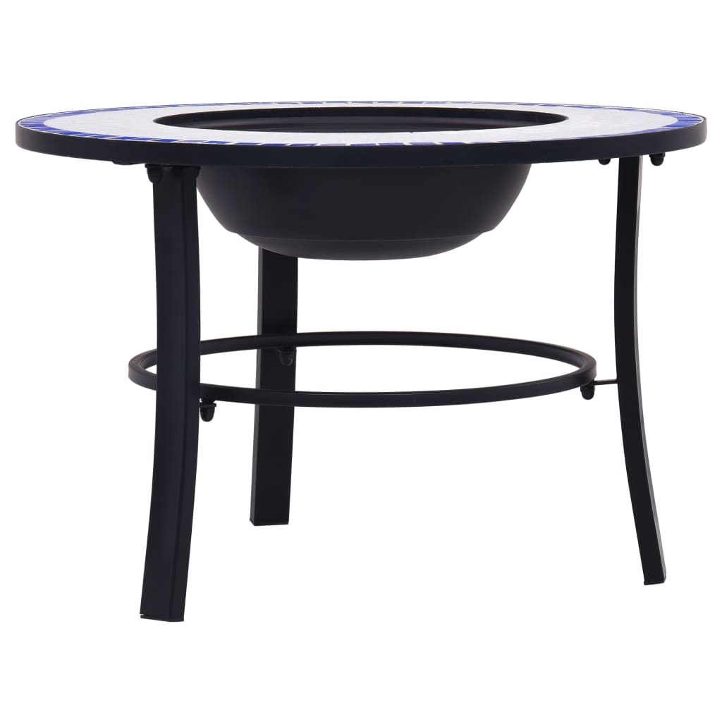 Fire bowl with mosaic pattern blue and white 68 cm ceramic