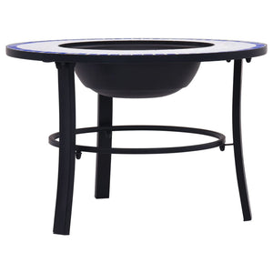 Fire bowl with mosaic pattern blue and white 68 cm ceramic