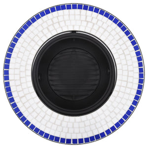Fire bowl with mosaic pattern blue and white 68 cm ceramic