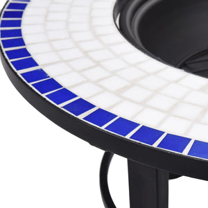 Fire bowl with mosaic pattern blue and white 68 cm ceramic