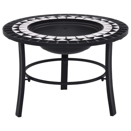 Fire bowl with mosaic pattern black and white 68 cm ceramic