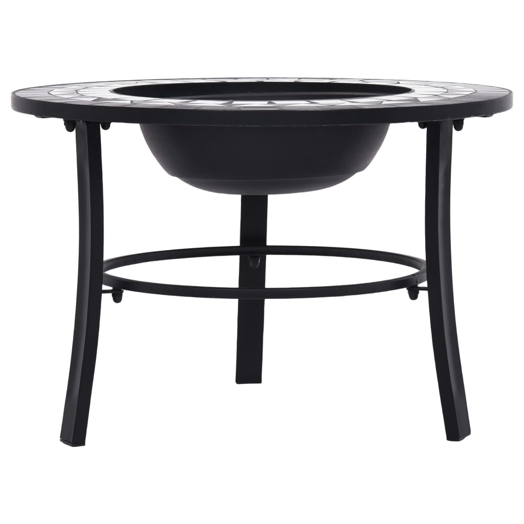 Fire bowl with mosaic pattern black and white 68 cm ceramic