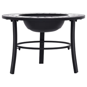 Fire bowl with mosaic pattern black and white 68 cm ceramic