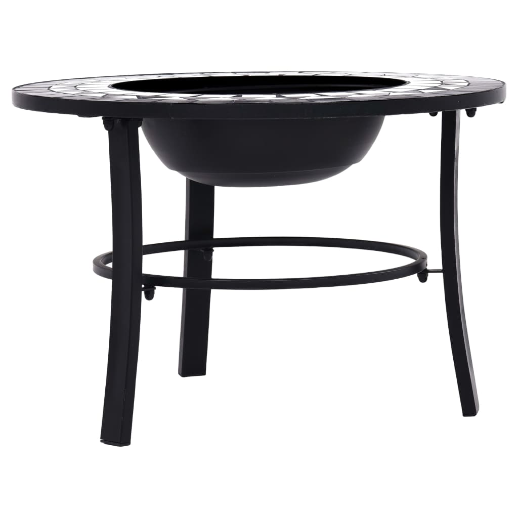 Fire bowl with mosaic pattern black and white 68 cm ceramic