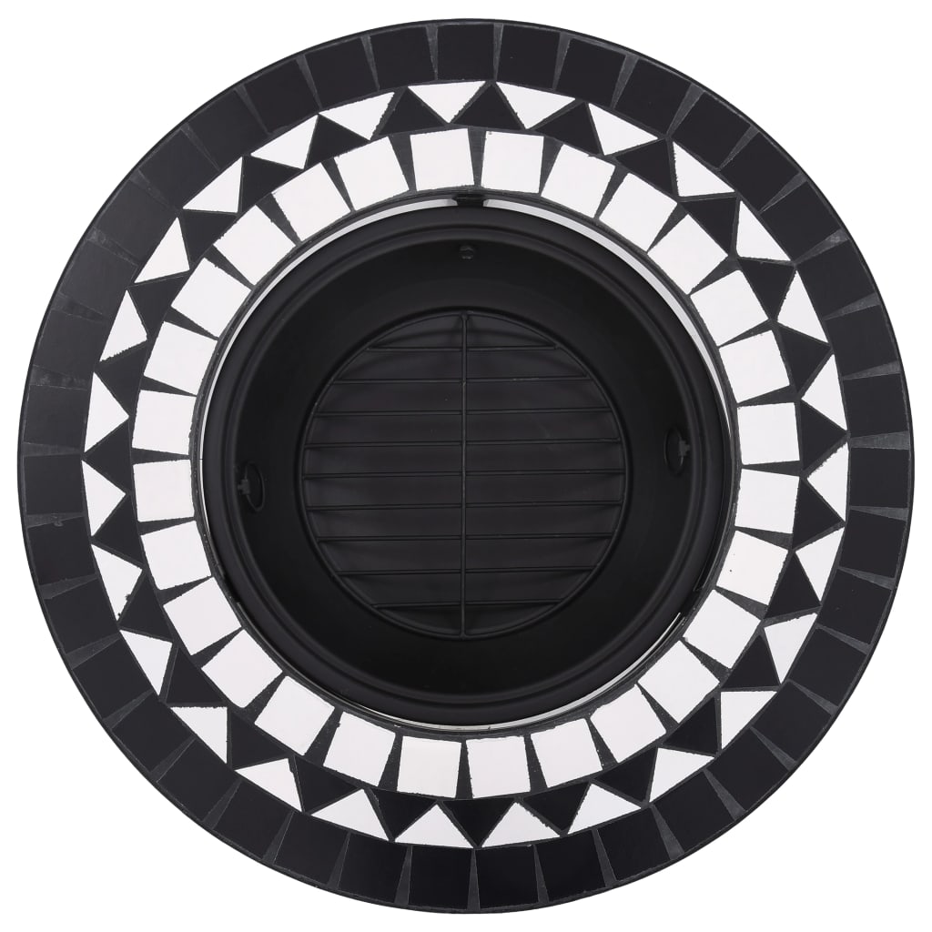 Fire bowl with mosaic pattern black and white 68 cm ceramic