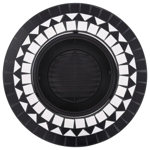 Fire bowl with mosaic pattern black and white 68 cm ceramic