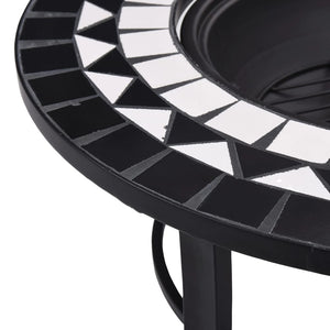 Fire bowl with mosaic pattern black and white 68 cm ceramic
