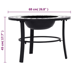 Fire bowl with mosaic pattern black and white 68 cm ceramic