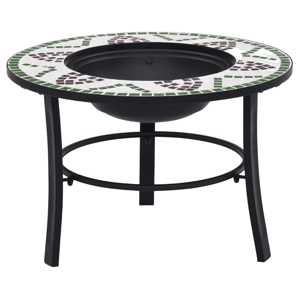 Fire bowl with mosaic pattern green 68 cm ceramic