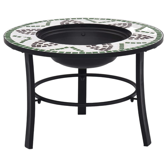 Fire bowl with mosaic pattern green 68 cm ceramic