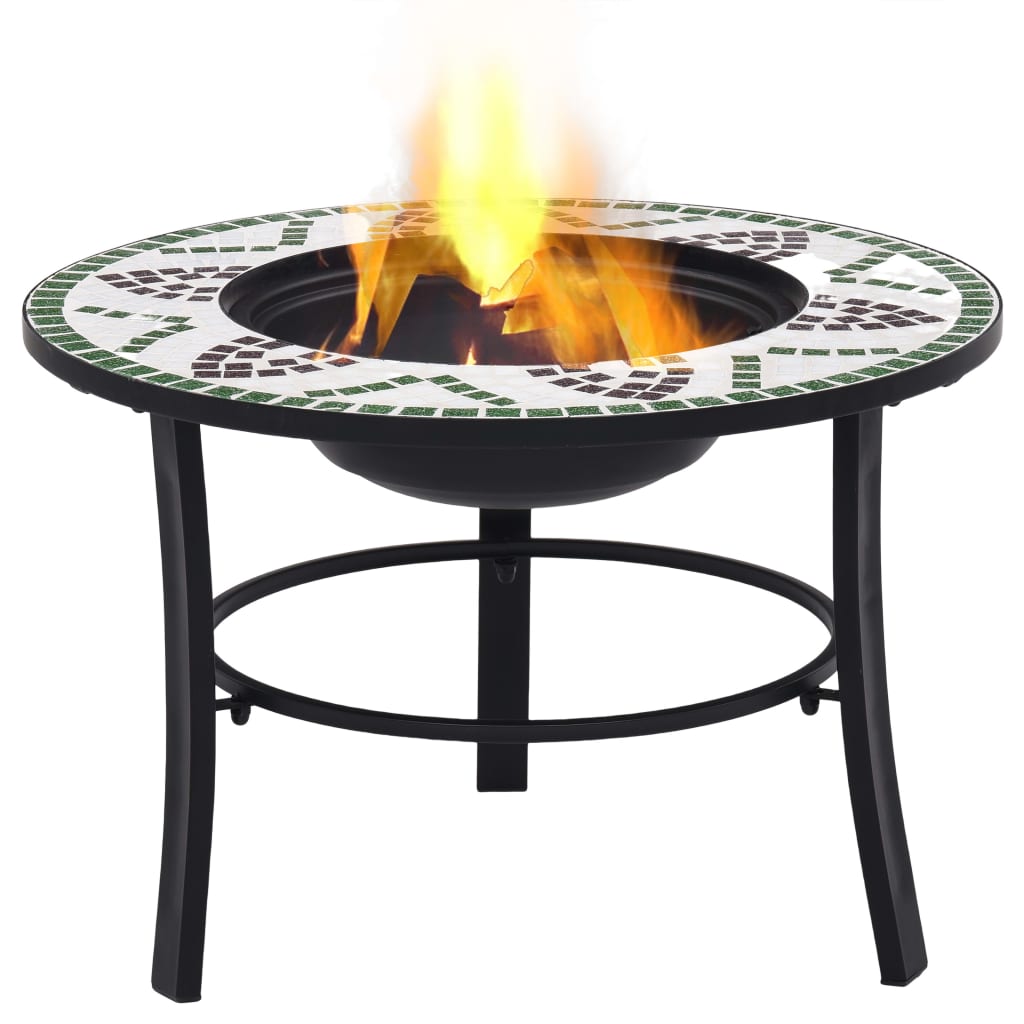 Fire bowl with mosaic pattern green 68 cm ceramic