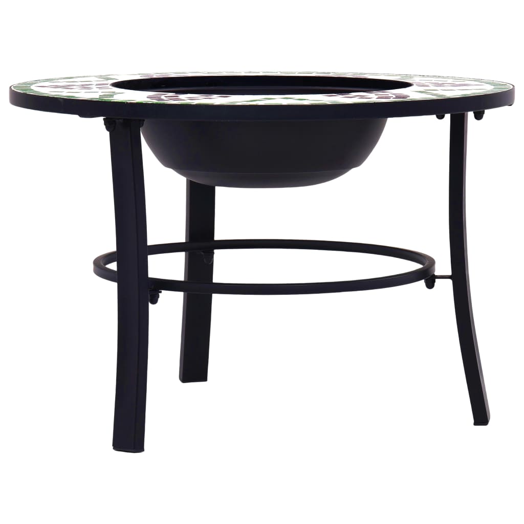 Fire bowl with mosaic pattern green 68 cm ceramic