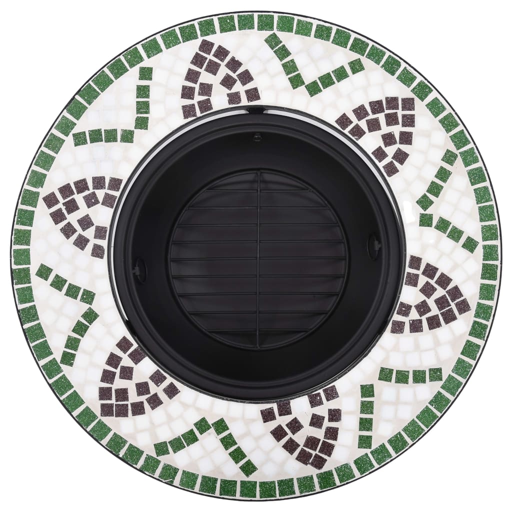 Fire bowl with mosaic pattern green 68 cm ceramic