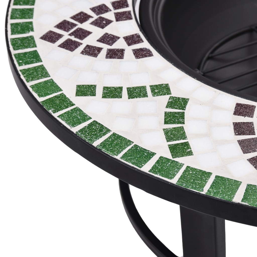 Fire bowl with mosaic pattern green 68 cm ceramic