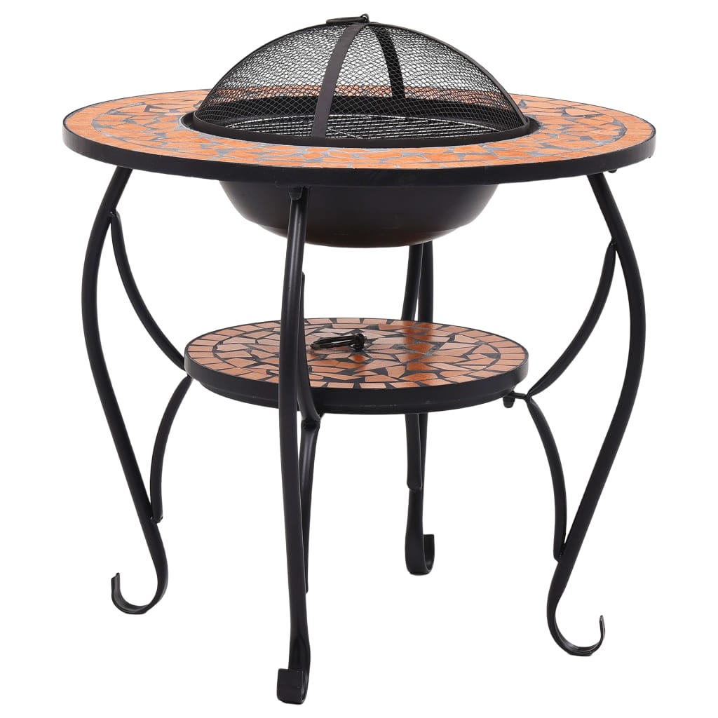 Fire pit table with mosaic pattern terracotta 68 cm ceramic