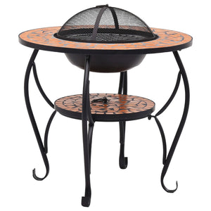 Fire pit table with mosaic pattern terracotta 68 cm ceramic