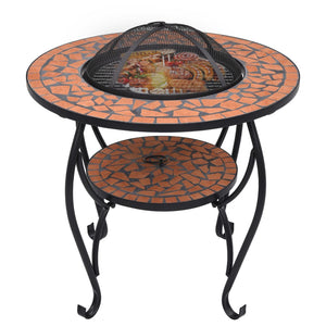 Fire pit table with mosaic pattern terracotta 68 cm ceramic