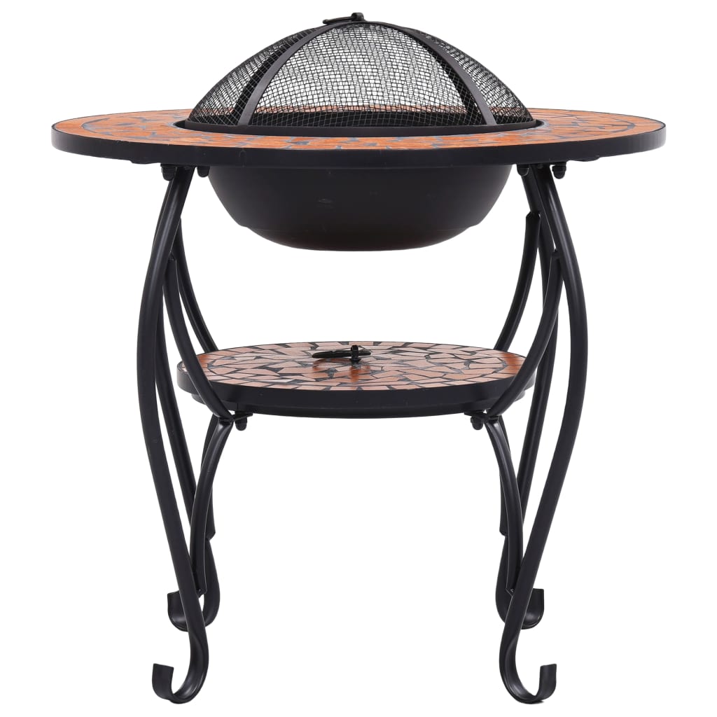 Fire pit table with mosaic pattern terracotta 68 cm ceramic