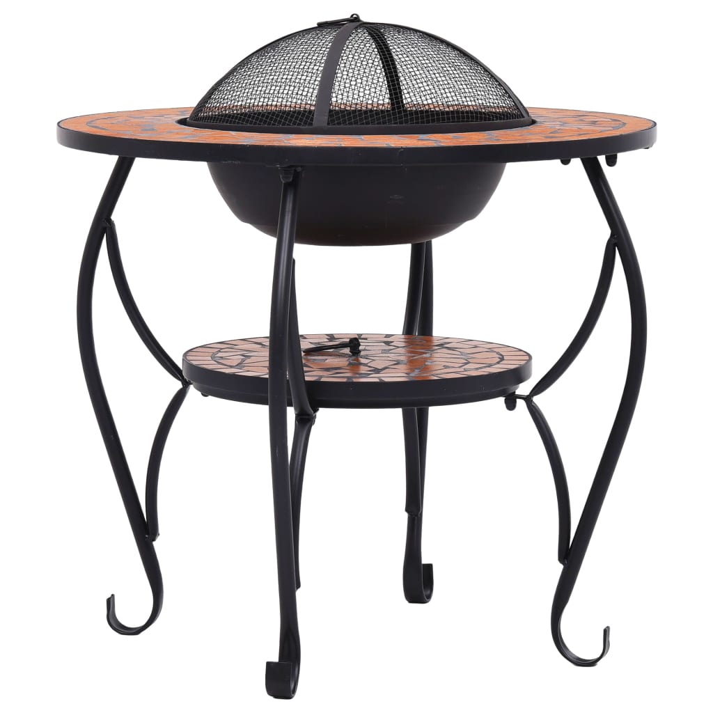 Fire pit table with mosaic pattern terracotta 68 cm ceramic