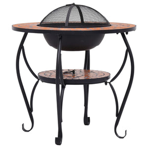 Fire pit table with mosaic pattern terracotta 68 cm ceramic