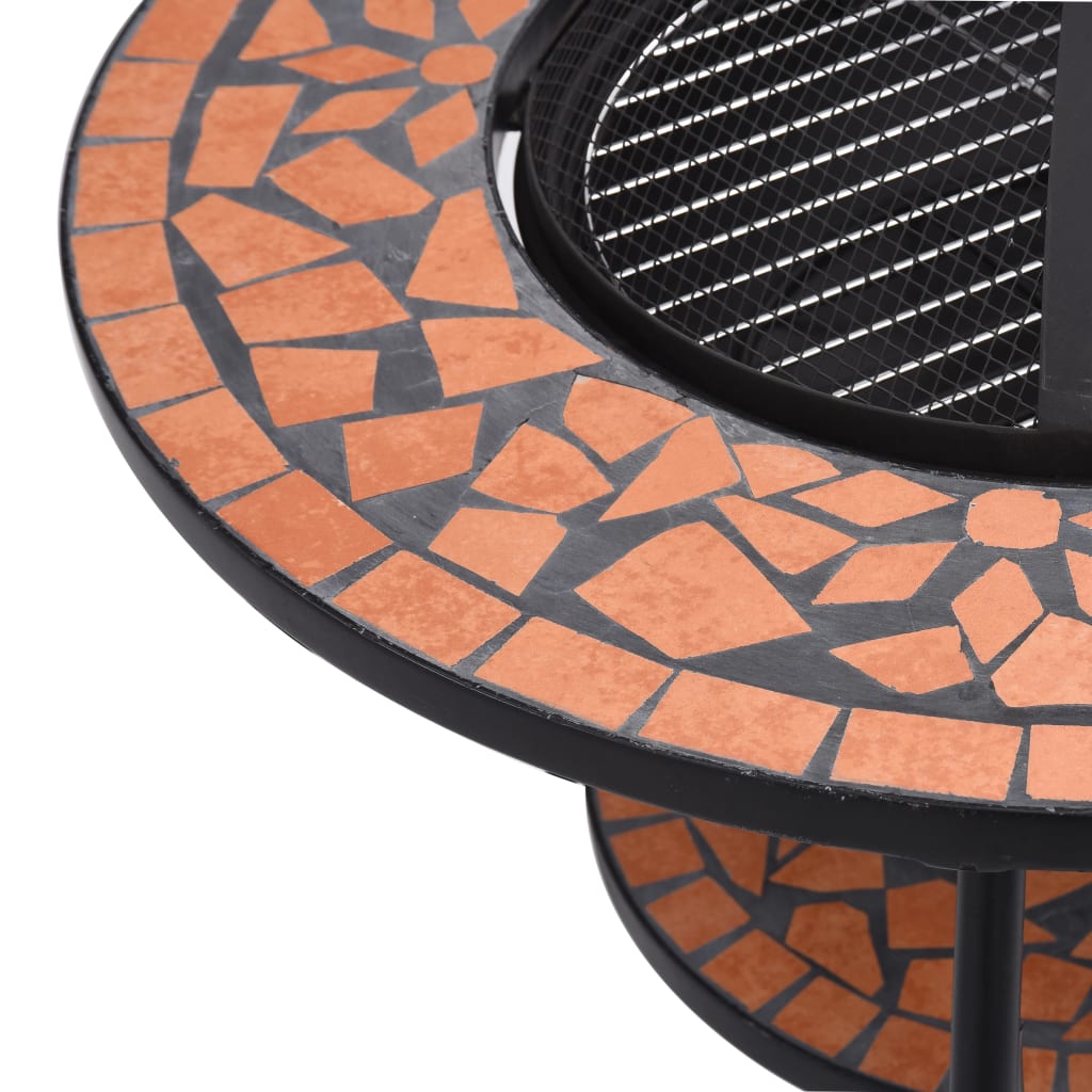 Fire pit table with mosaic pattern terracotta 68 cm ceramic