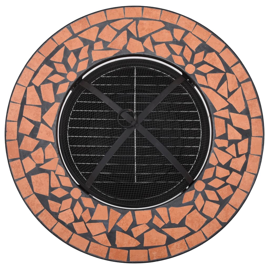 Fire pit table with mosaic pattern terracotta 68 cm ceramic