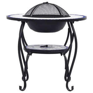 Fire pit table mosaic blue and white 68 cm ceramic