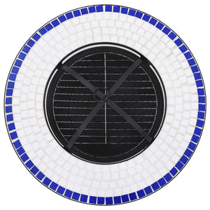 Fire pit table mosaic blue and white 68 cm ceramic