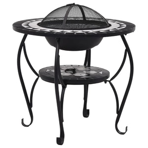 Fire pit table mosaic black and white 68 cm ceramic