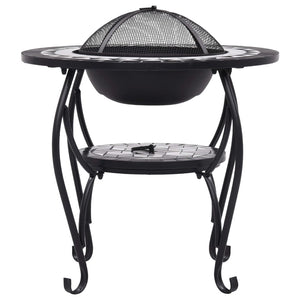 Fire pit table mosaic black and white 68 cm ceramic