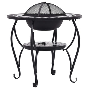 Fire pit table mosaic black and white 68 cm ceramic