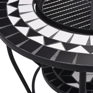 Fire pit table mosaic black and white 68 cm ceramic